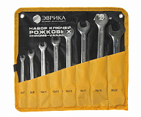 Набор ключей рожковых 6-22мм планшет 8 предметов (Chrome vanadium) PRO ЭВРИКА